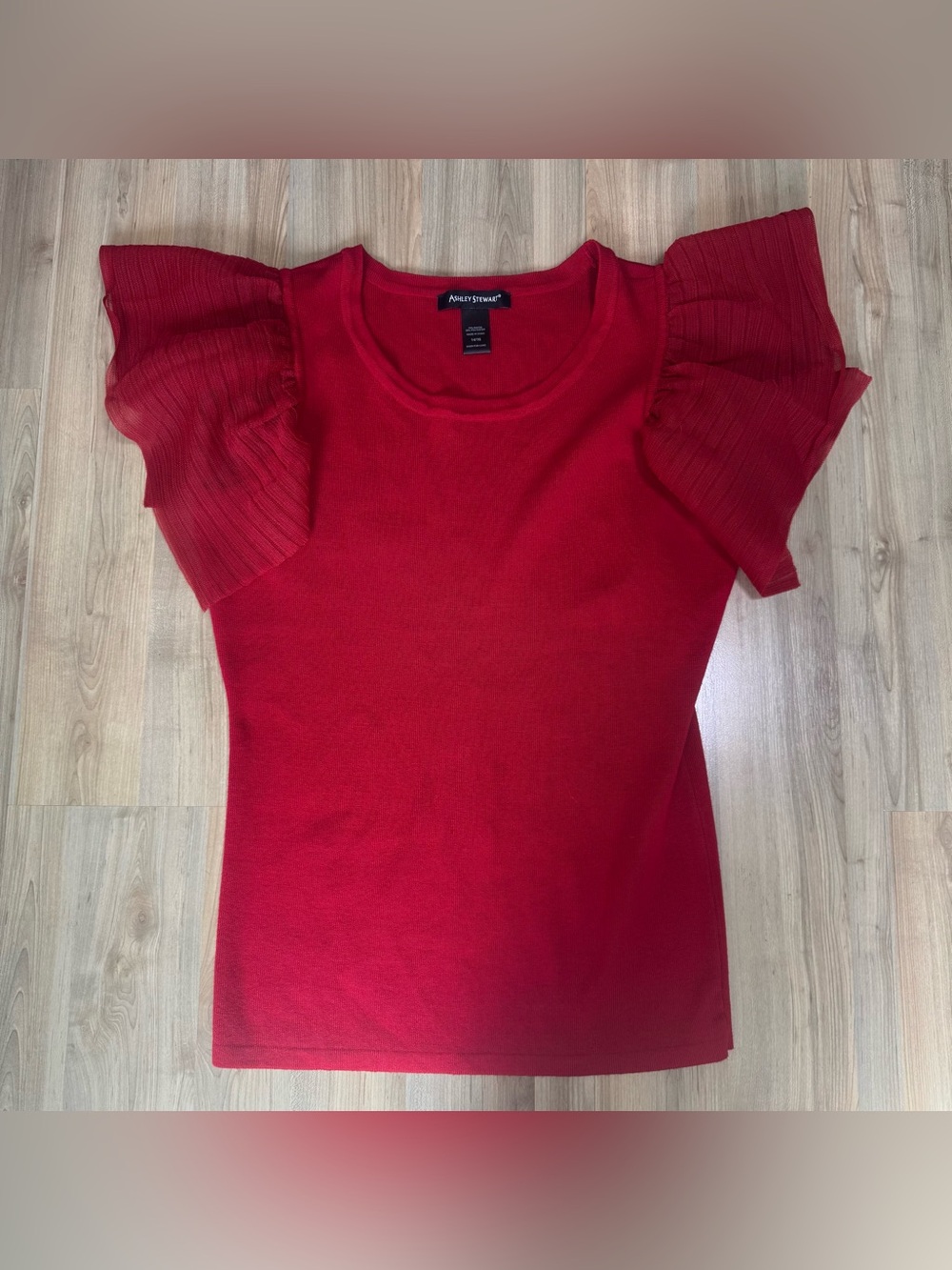 Ashley Stewart Red Ruffle Sleeve Top Size 14/16